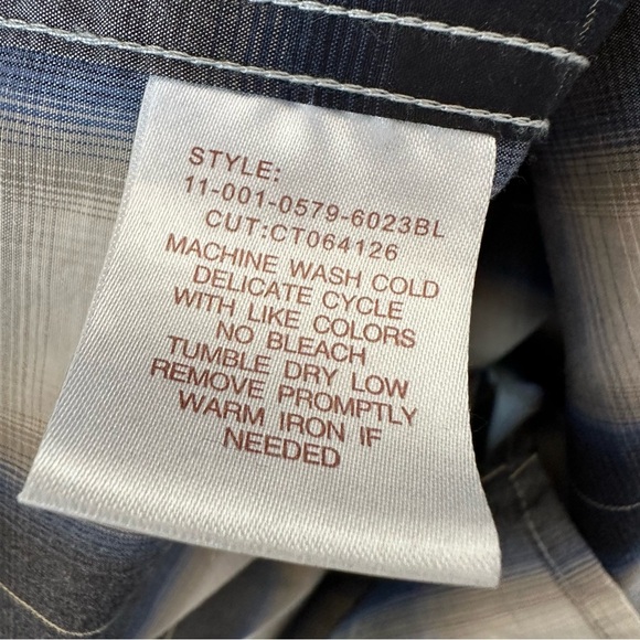 Stetson Western Shirt Men's XL Blue & White Plaid Button Up Long Sleeve Rodeo - Picture 10 of 14